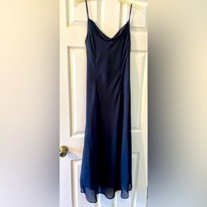 Ladies sheer formal dress size 8 Tall. Navy blue.